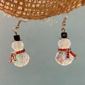 Adorable and Sparkly Swarovski Crystal AB Beaded Snowman Earrings By GANZ.
